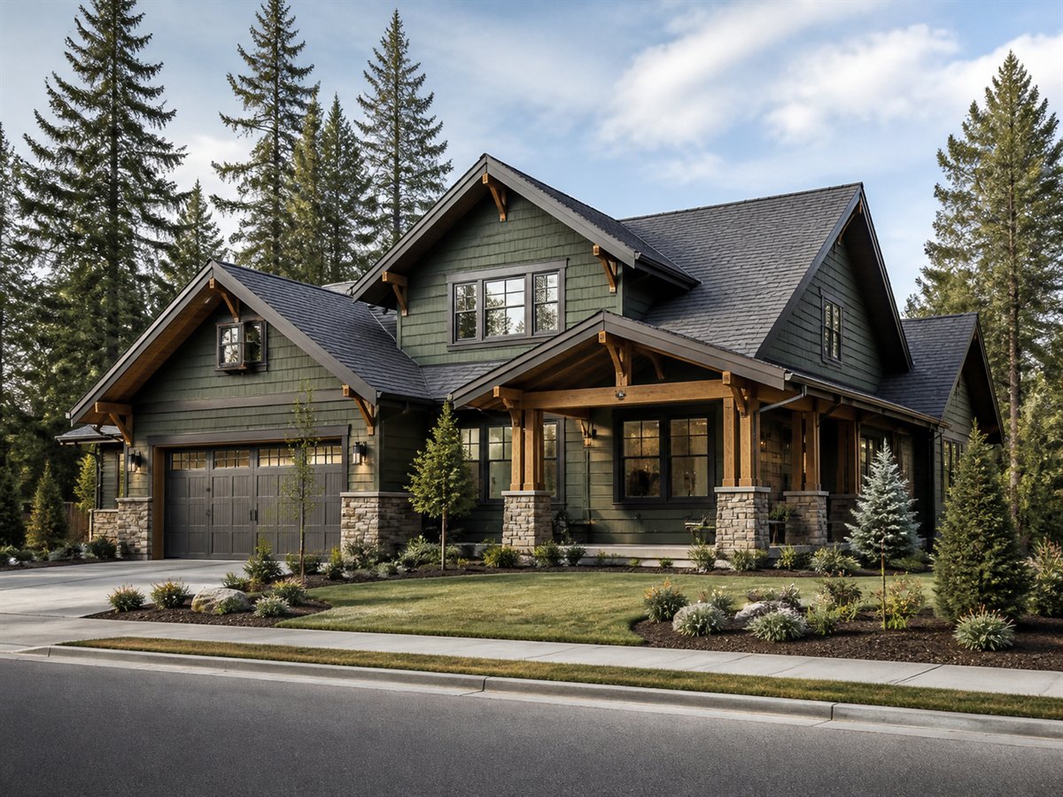 Fern Creek Craftsman Corner-Lot 2342, a conceptual 2342-square-foot Pacific-region Craftsman family home with a $367,800 construction target