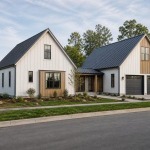 $385,300 Corner-Lot Scandinavian barn-inspired family home: 2,419-Sq.-Ft. Four-Bedroom Concept