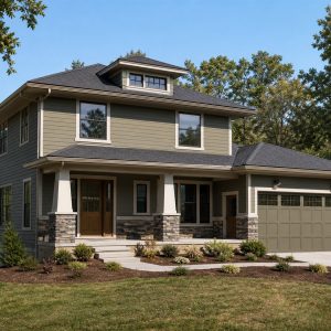 $390,300 Energy-Conscious Craftsman-influenced Foursquare family home: 2,436-Sq.-Ft. Four-Bedroom Concept