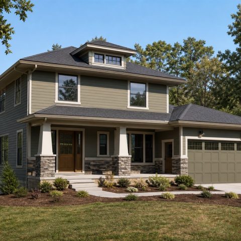 $390,300 Energy-Conscious Craftsman-influenced Foursquare family home: 2,436-Sq.-Ft. Four-Bedroom Concept