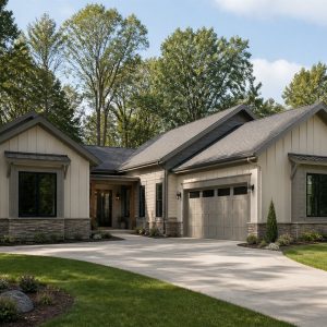 $422,800 Aging-in-Place connected-pavilion family home: 2,585-Sq.-Ft. Four-Bedroom Concept