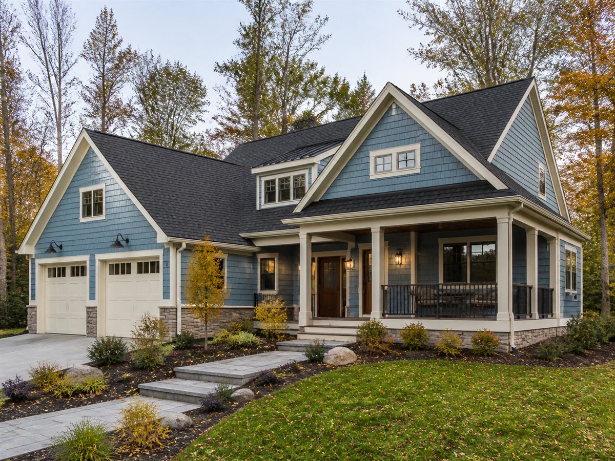Birch Lake Cottage Indoor-Outdoor Living 2602, a conceptual 2602-square-foot Great Lakes-region family cottage with a $427,800 construction target