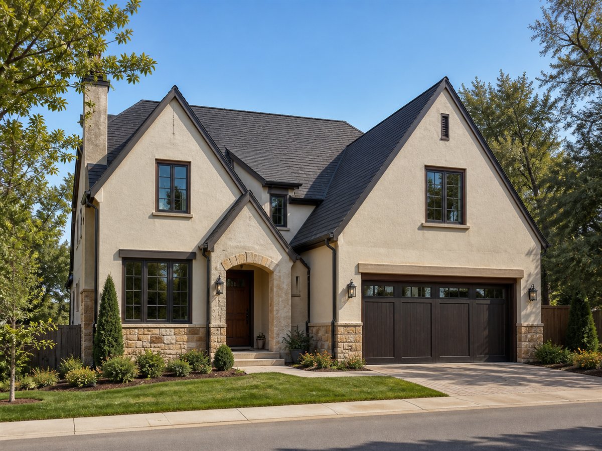 Willowcroft House Narrow-Lot 2833, a conceptual 2833-square-foot restrained Cotswold-inspired family home with a $480,300 construction target