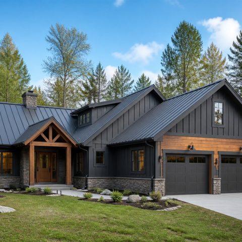 $497,800 Aging-in-Place modern woodland cabin family home: 2,910-Sq.-Ft. Four-Bedroom Concept