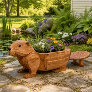 10 Beaver-Shaped Wooden Planter Ideas for Garden Borders