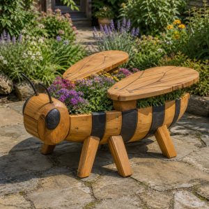 10 Bee-Shaped Wooden Planter Ideas for Pollinator Gardens