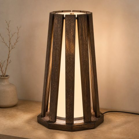 10 Black Palm Wood Lamp Ideas with Speckled Dark Fibers