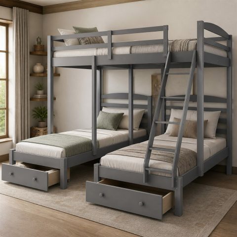 10 Bunk Beds with Stairs and Storage