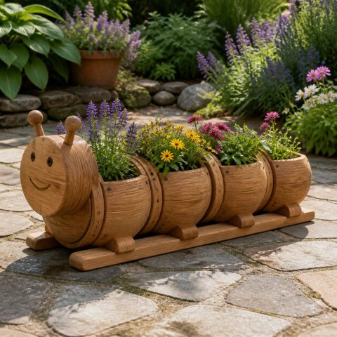 10 Caterpillar-Shaped Wooden Planter Ideas for Colorful Gardens