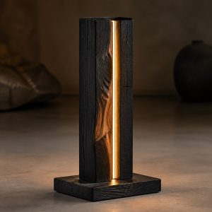 10 Charred Wood Lamp Ideas with Deep Black Texture