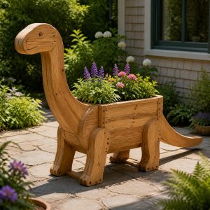 10 Dinosaur-Shaped Wooden Planter Ideas for Playful Gardens