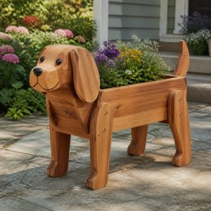 10 Dog-Shaped Wooden Planter Ideas for Friendly Gardens