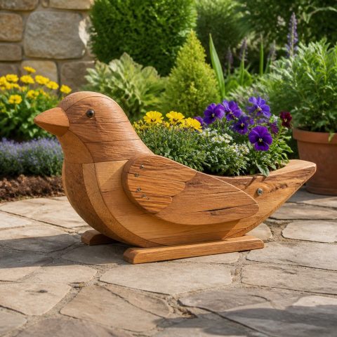 10 Finch-Shaped Wooden Planter Ideas for Colorful Patios