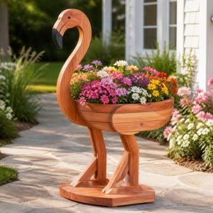 10 Flamingo-Shaped Wooden Planter Ideas for Patios