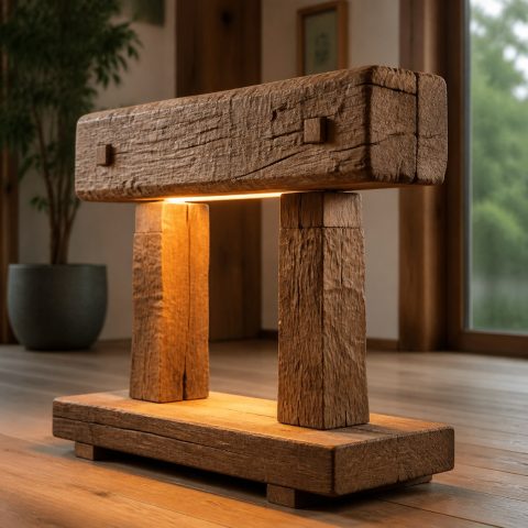 10 Hand-Hewn Beam Lamp Ideas with Adze-Marked Timber