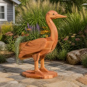 10 Heron-Shaped Wooden Planter Ideas for Pond Gardens
