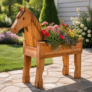 10 Horse-Shaped Wooden Planter Ideas for Gardens