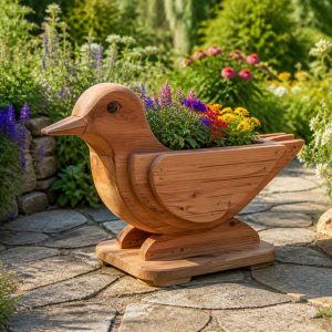 10 Hummingbird-Shaped Wooden Planter Ideas for Flower Gardens