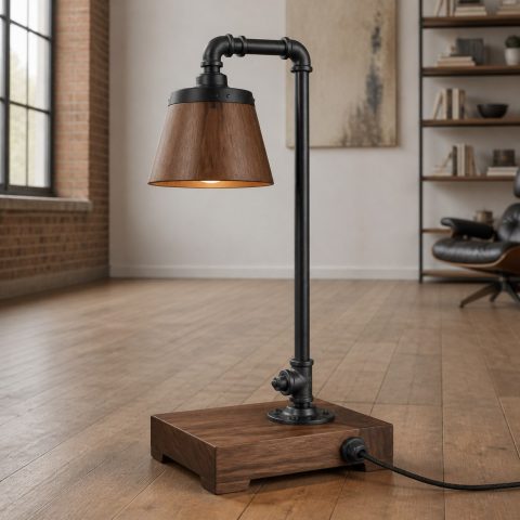 10 Industrial Wooden Lamp Ideas with Functional Metalwork