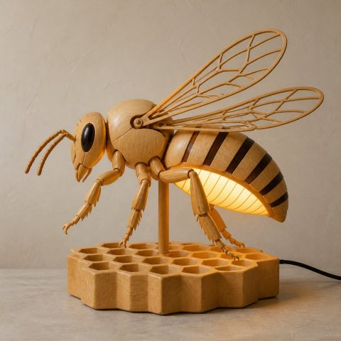 10 Light Yellow Wood Bee Lamp Ideas with Layered Wings