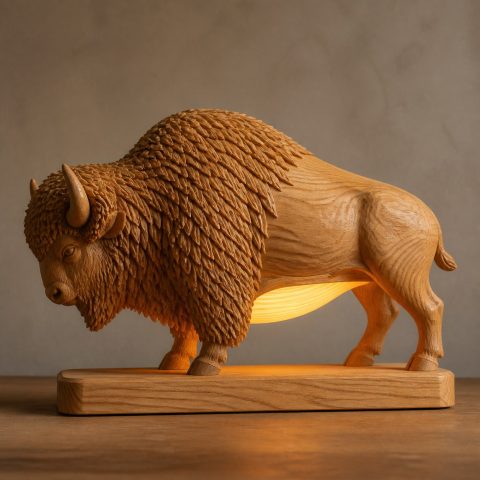 10 Light Yellow Wood Bison Lamp Ideas with Shaggy Shoulders