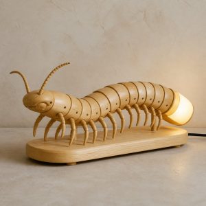 10 Light Yellow Wood Centipede Lamp Ideas with Segmented Curves