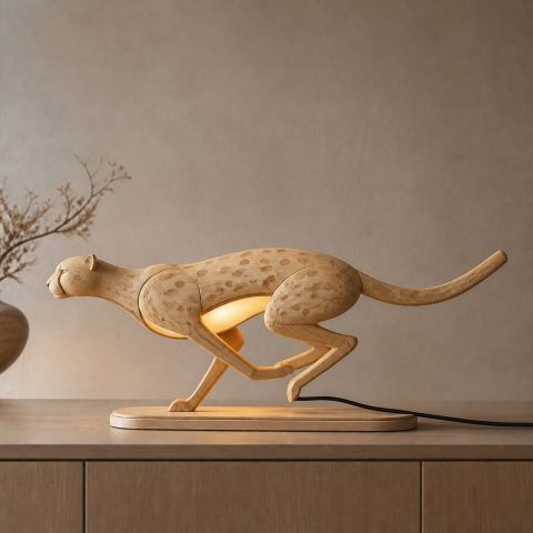 10 Light Yellow Wood Cheetah Lamp Ideas with Sprinting Forms