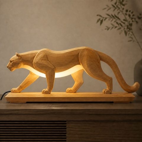 10 Light Yellow Wood Cougar Lamp Ideas with Long Tails