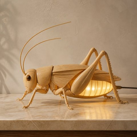 10 Light Yellow Wood Cricket Lamp Ideas with Long Antennae