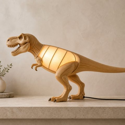 10 Light Yellow Wood Dinosaur Lamp Ideas with Prehistoric Forms