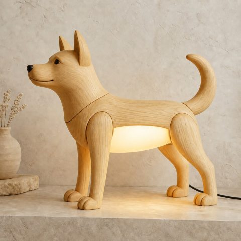 10 Light Yellow Wood Dog Lamp Ideas with Curved Tails