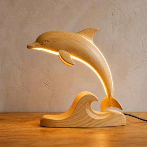 10 Light Yellow Wood Dolphin Lamp Ideas with Ocean Curves