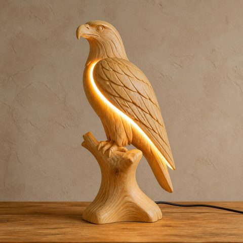 10 Light Yellow Wood Eagle Lamp Ideas with Layered Wings