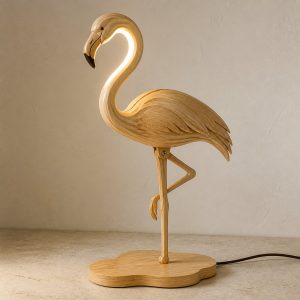 10 Light Yellow Wood Flamingo Lamp Ideas with Graceful S-Curves