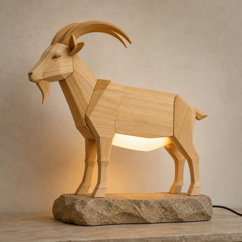 10 Light Yellow Wood Goat Lamp Ideas with Swept Horns