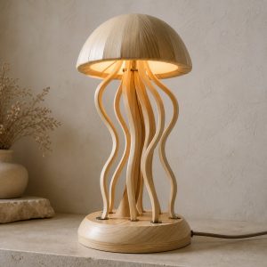 10 Light Yellow Wood Jellyfish Lamp Ideas with Flowing Tentacles