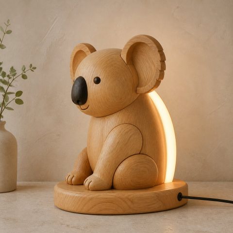 10 Light Yellow Wood Koala Lamp Ideas with Rounded Ears
