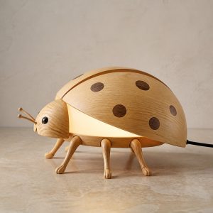 10 Light Yellow Wood Ladybug Lamp Ideas with Domed Wings