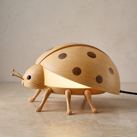10 Light Yellow Wood Ladybug Lamp Ideas with Domed Wings