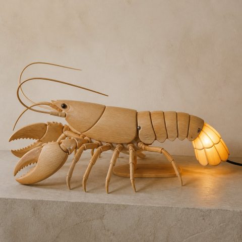10 Light Yellow Wood Lobster Lamp Ideas with Segmented Tails