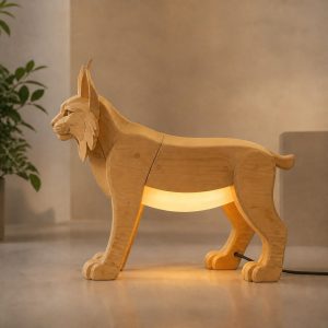 10 Light Yellow Wood Lynx Lamp Ideas with Tufted Ears