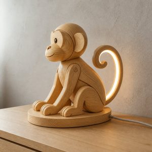 10 Light Yellow Wood Monkey Lamp Ideas with Curled Tails