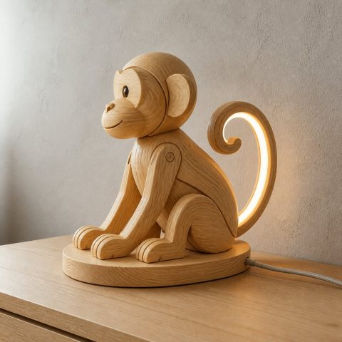 10 Light Yellow Wood Monkey Lamp Ideas with Curled Tails