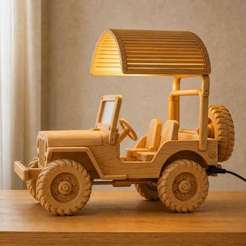 10 Light Yellow Wood Off-Road Jeep Lamp Ideas with Carved Treads