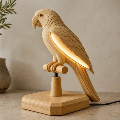 10 Light Yellow Wood Parrot Lamp Ideas with Layered Feathers