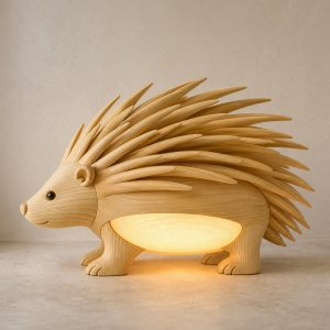 10 Light Yellow Wood Porcupine Lamp Ideas with Layered Quills