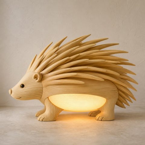 10 Light Yellow Wood Porcupine Lamp Ideas with Layered Quills