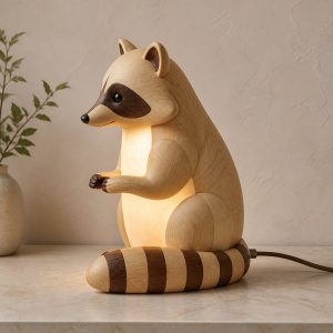 10 Light Yellow Wood Raccoon Lamp Ideas with Ringed Tails