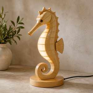 10 Light Yellow Wood Seahorse Lamp Ideas with Curled Tails