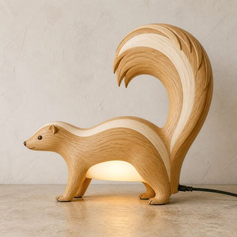 10 Light Yellow Wood Skunk Lamp Ideas with High Arched Tails
